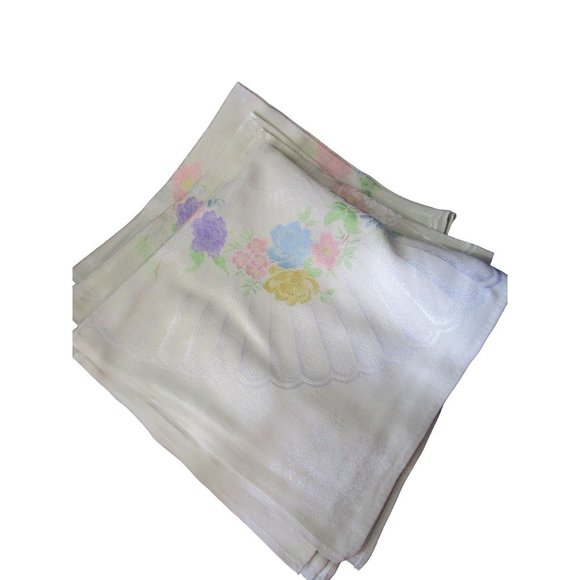 Dove Gray Cotton Rayon Blend Hand Colored Damask Floral Dinner Napkins Five - Picture 5 of 16